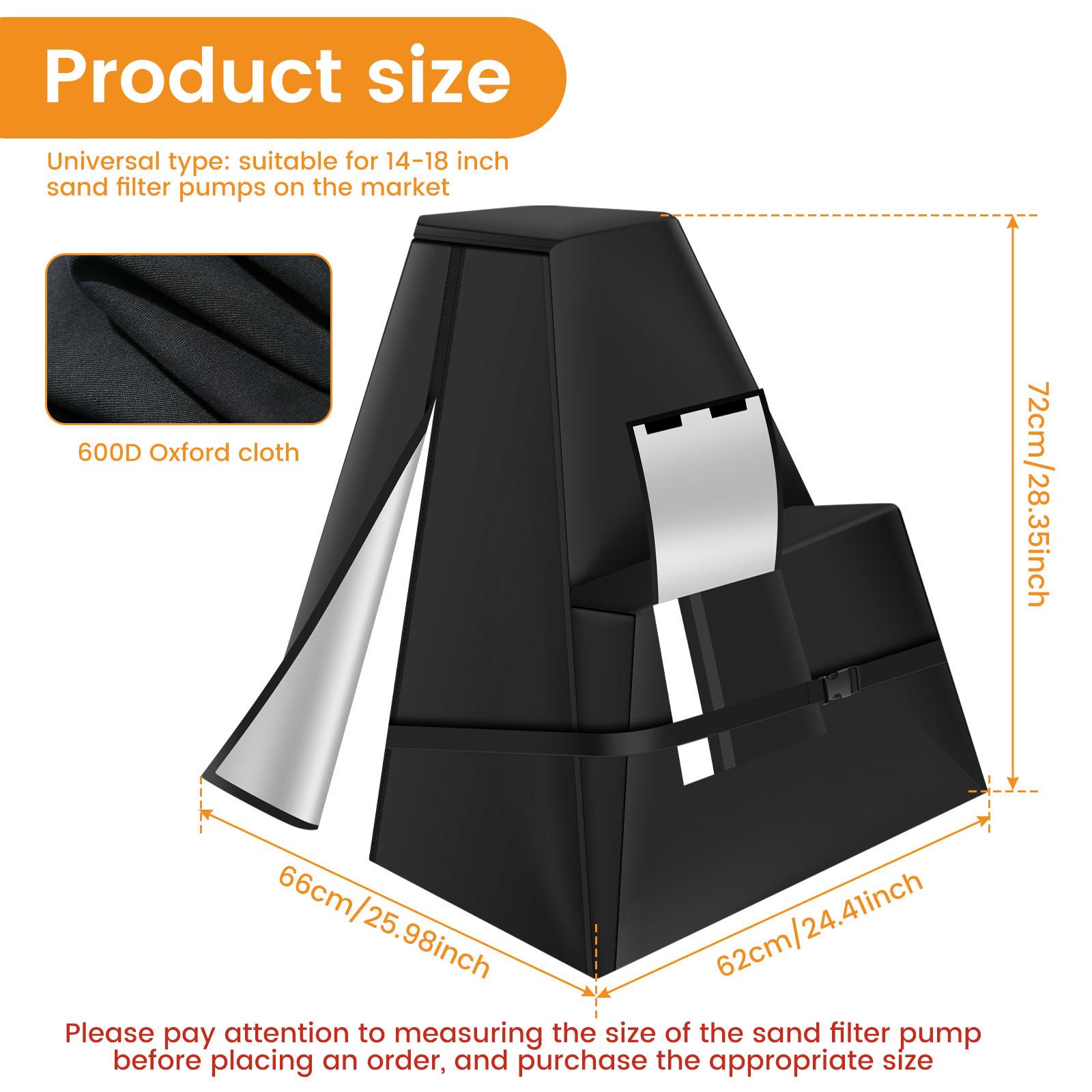 

Universal Pool Pump Cover Sand Filter Pump Cover 600D Oxford Cloth Pool Filter Cover Waterproof Sand Filter Cover for Most Pump чёрный
