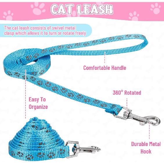 Auidy_6TXD 3 Pack Cat Harness and Leash Reflective Cat Harness Escape Proof for Walking Adjustable Kitten Harness for Small Medium Cats