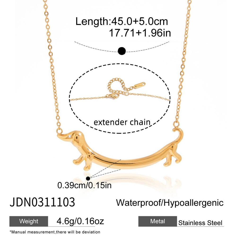 Youthway Cute Crystal Dog Cat Pendant Necklace For Women Minimalist 18K Gold PVD Plated Stainless Steel Necklace Fashion Jewelry