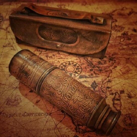 Mosiężny teleskop z etui skórzanym w stylu Marine Spyglass Maritime