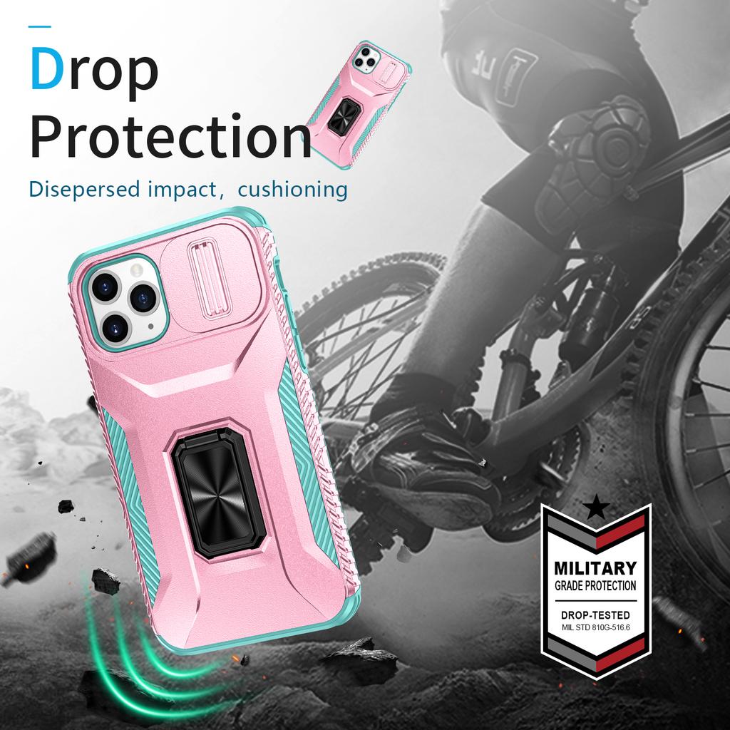 For iPhone 11 Pro Case PC+TPU Phone Cover Sliding Camshield Holder