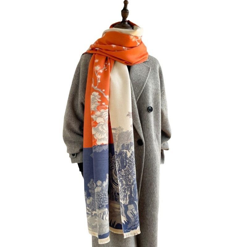 Looking At Jiangnan's Literary Imitation Cashmere Women's Scarf Autumn and Winter New Versatile Fashion Office Air Conditioner Shawl