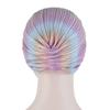Chemo Cancer Hat Cap Pleated Turban Women Stretch Knotted Shiny Muslim Headscarf