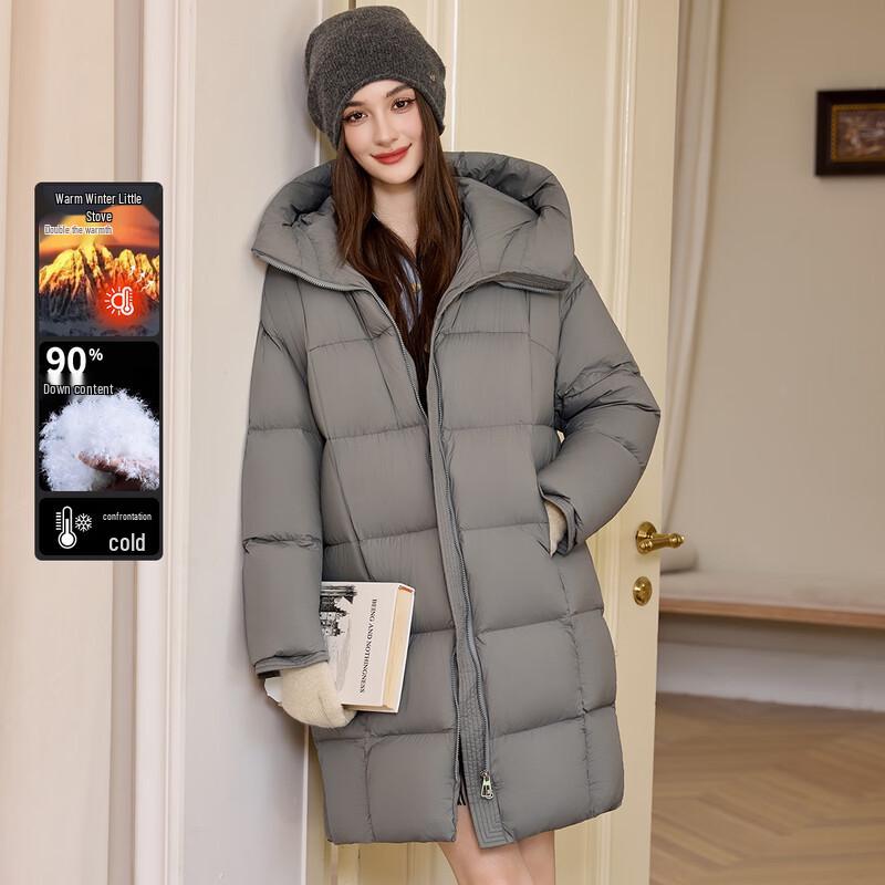 Bailuyu Women's 90% Duck Down Mid-Length Puffer Jacket