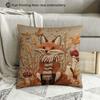 Autumn Fox Faux Embroidery Pillow Cover Double Sided 2Dprint Cozy Pillow Cover Bedroom Living Room Sofa Warm Vibe Accessory Gift