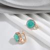 New Emerald Round Cut Zircon Drop Earrings For Women Luxury  Rose Gold Color Wedding Accessories Fine Daily Jewelry