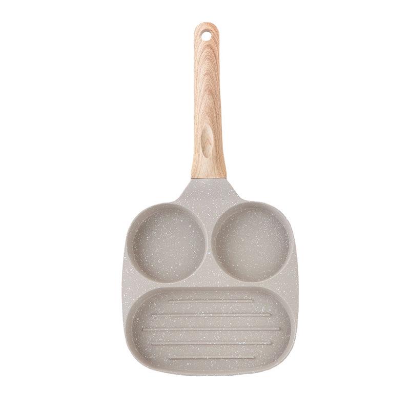 Three-in-One Non-stick Maifan Stone Breakfast Pan for Eggs & Burgers