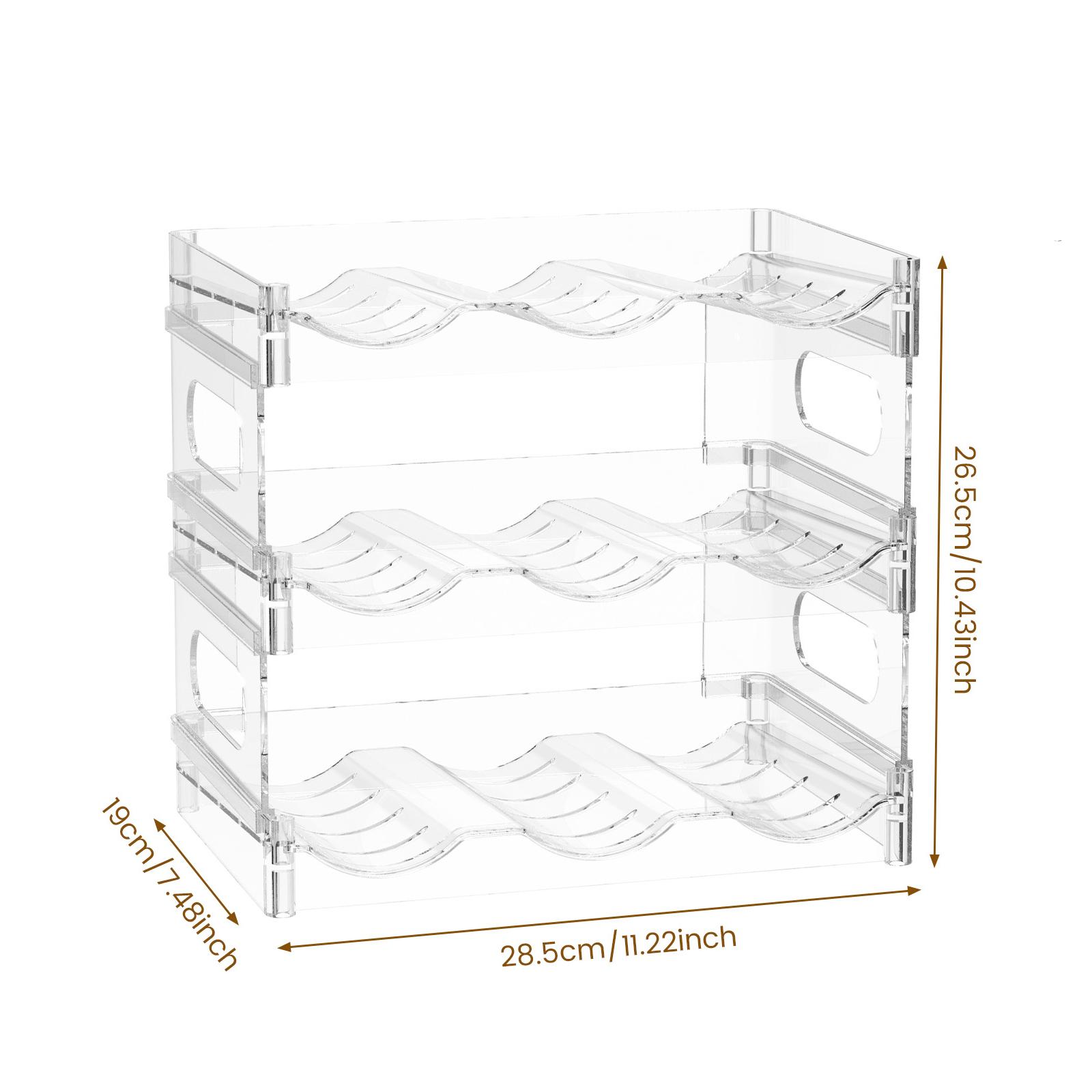 

3/4 Tiers Stackable Water Bottle Organiser Wine Rack Transparent Acrylic Plastic Bottle Holder for Pantry Cabinet Countertop