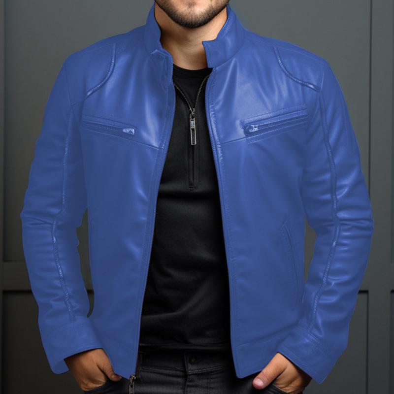 Men's European and American Style Slim Fit Leather Jacket, Plus Size, for Autumn and Winter.