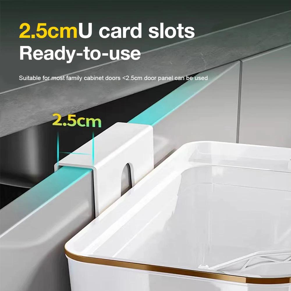 Kitchen Trash Can with Lid Wall Mounted Wastebasket Garbage Can for Cabinet Under Sink Compost Bin Recycle Bin 7/9L