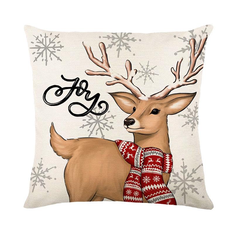 Christmas Pillowcase Decorative Linen Printed Porch Courtyard Sofa Home Decoration Pillowcase