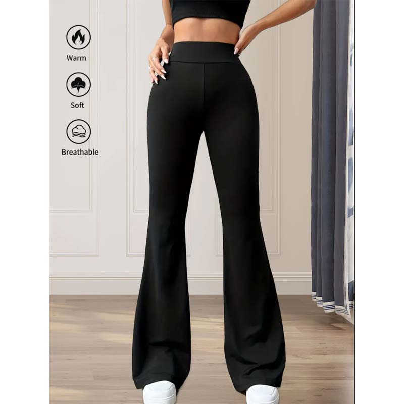 Women's Spring and Summer High-Waisted Tight-Fitting Flared Pants, Slim Leg Long Black Pants, Thin Wide Leg Pants for Slim Women