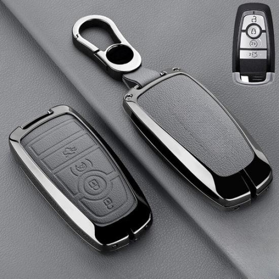 Zinc Alloy Leather Car Key Case Cover For Lincoln MKZ Navigator MKC Continental