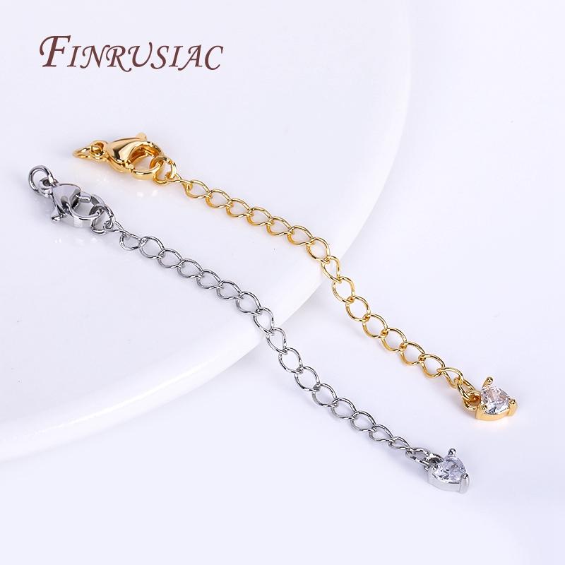 8 Types Full Length 70mm 18K Real Gold Plated Brass Extended Extension Tail Chain with Lobster Clasps, Chain Extender
