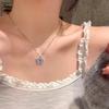 Elegant Blue Crystal Butterfly Necklace Handmade Neckchain Adjustable Length Clavicle Chain Accessory for Everyday Wear