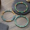 Natural Stone Wood Chip Coconut Shell Elastic Beaded Bracelet Set Retro Couple Beach Bracelet