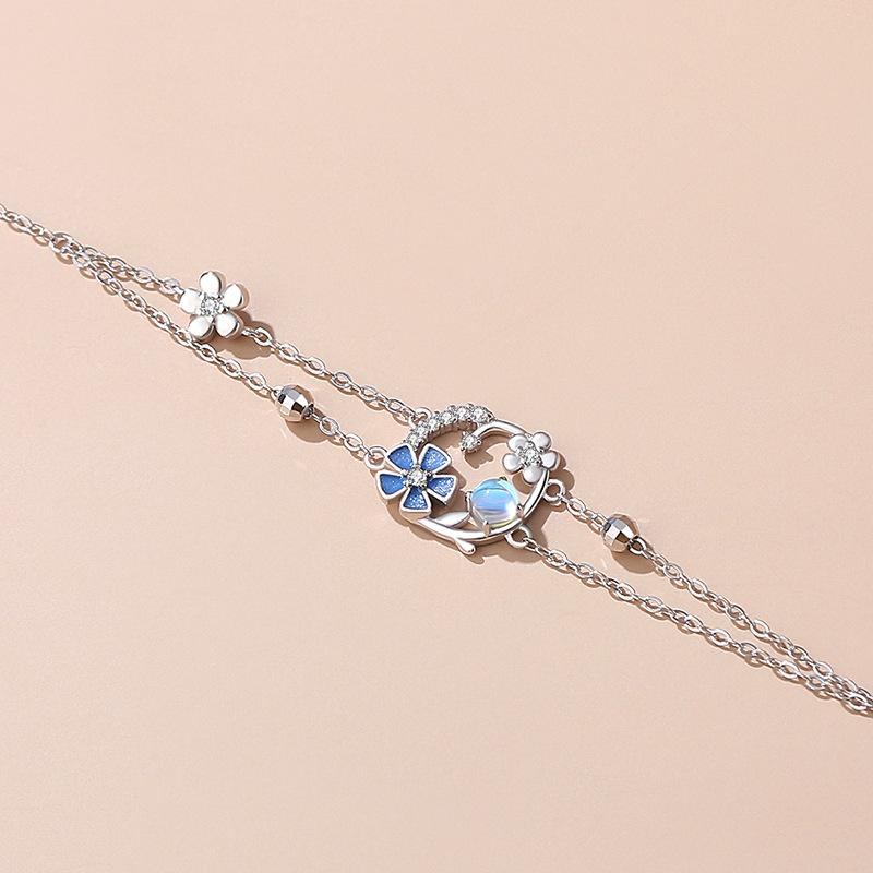 Tancise 925 Sterling Silber Armband Schmuck Geometrische Perlenkette Gliederarmbänder Mode Feines Hochzeitsgeschenk für Freundin Frauen