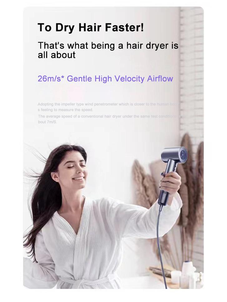 High-Speed Hair Dryer with Blue Light & Ionic Technology - Powerful, Gentle on Hair