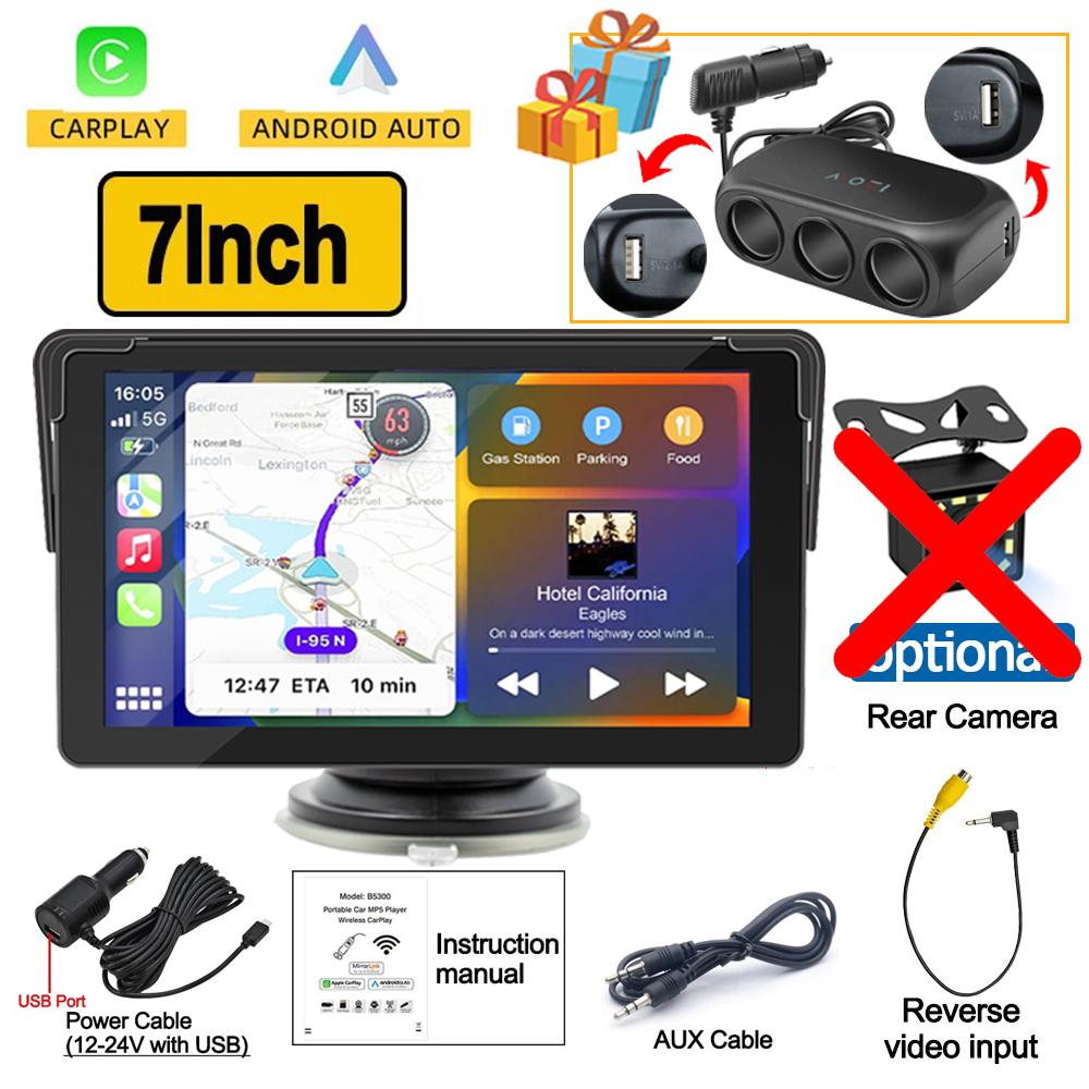 

Универсальный 7-дюймовый автомобильный радиоприемник, мультимедийный видеоплеер, беспроводной Carplay, проводной Android Auto Car MP5, радиоприемник 12 светодиодов, 3 в 1, автомобильное зарядное устройство