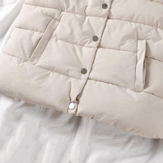 Women Vest Solid Color Sleeveless Windproof Short Stand Collar Loose Extra Thick Winter Waistcoat for Daily Wear