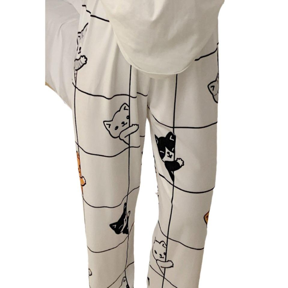 Women's Thin Spring/Autumn Pajama Pants - Casual, Cute Japanese Cartoon Design, Wearable Outdoors