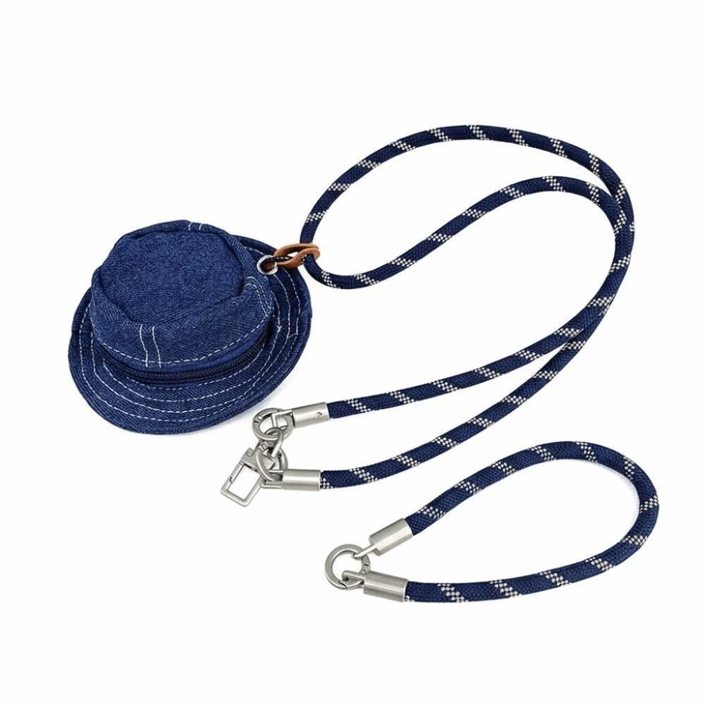 

Polyester Fisherman Hat Pendant Pouch Solid Color Anti-lost Denim Hat Hanging Bag Wrist Rope Purse Mini Coin Purse Key Chain