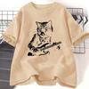 Funny Guitar Player T Shirt Music Lover Cat Owner Rock Lover TShirt Vintage Cat Mom Printed Tshirt Unisex Women Streetwear Tees