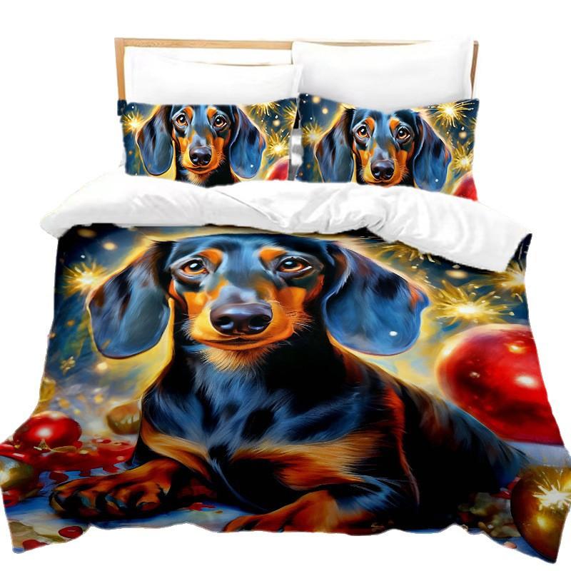 Quilt Cover 3D Digital Printing Three-Piece Set Home Textile Snow Cute Pet Tk Bedding