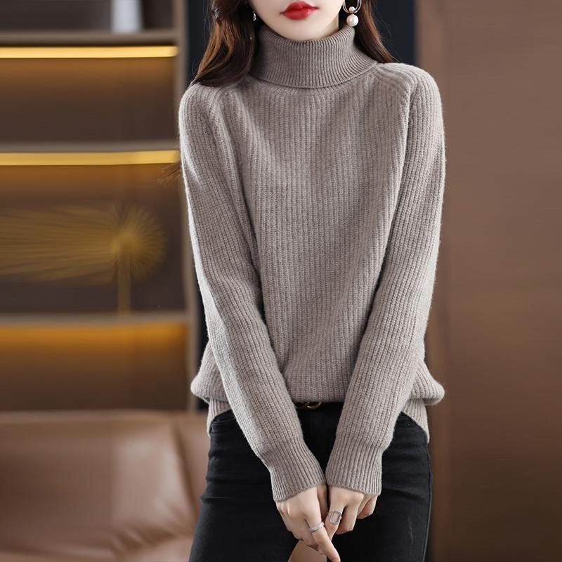 Dámský kašmírový svetr Qinghe kašmír 30% kašmír 70% vlna podzimní a zimní kašmírový hustý svetr měkký a teplý