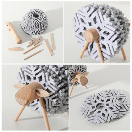 12Pcs/Set Cups Coaster Heat-insulated Thick Socked Reindeer Shaped Holder Felt Table Coaster Set for Home