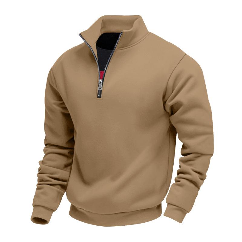 Mens Winter Warm Fleece Loose Half Zip Stand Collar Pullover Sports Sweatshirt