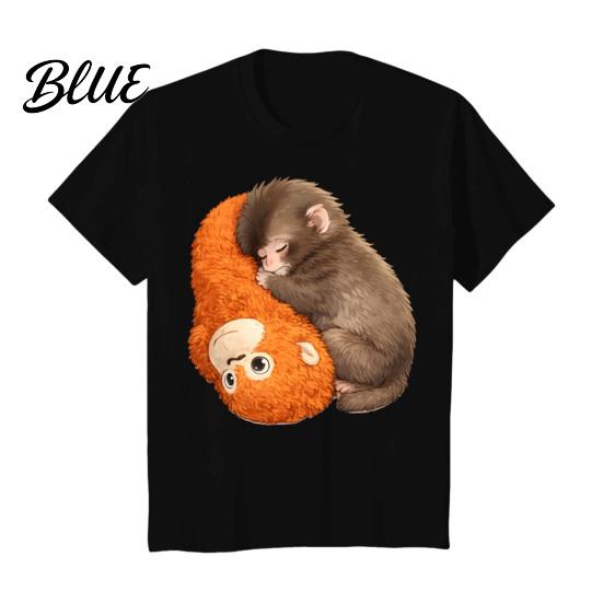 Loose Fit Tee Shirt Monkey Team Punch T-Shirt Round Neck Short Sleeve Cute Macaque And Orangutan Summer for Men Teens Street Wear Fashionable