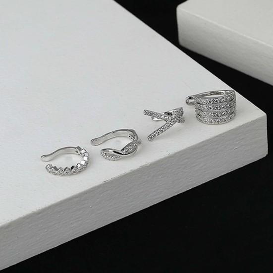 1 Boucle d'oreille à clip Géométrique Strass Bijoux Étincelants Style Coréen Manchette d'oreille pour Mariage