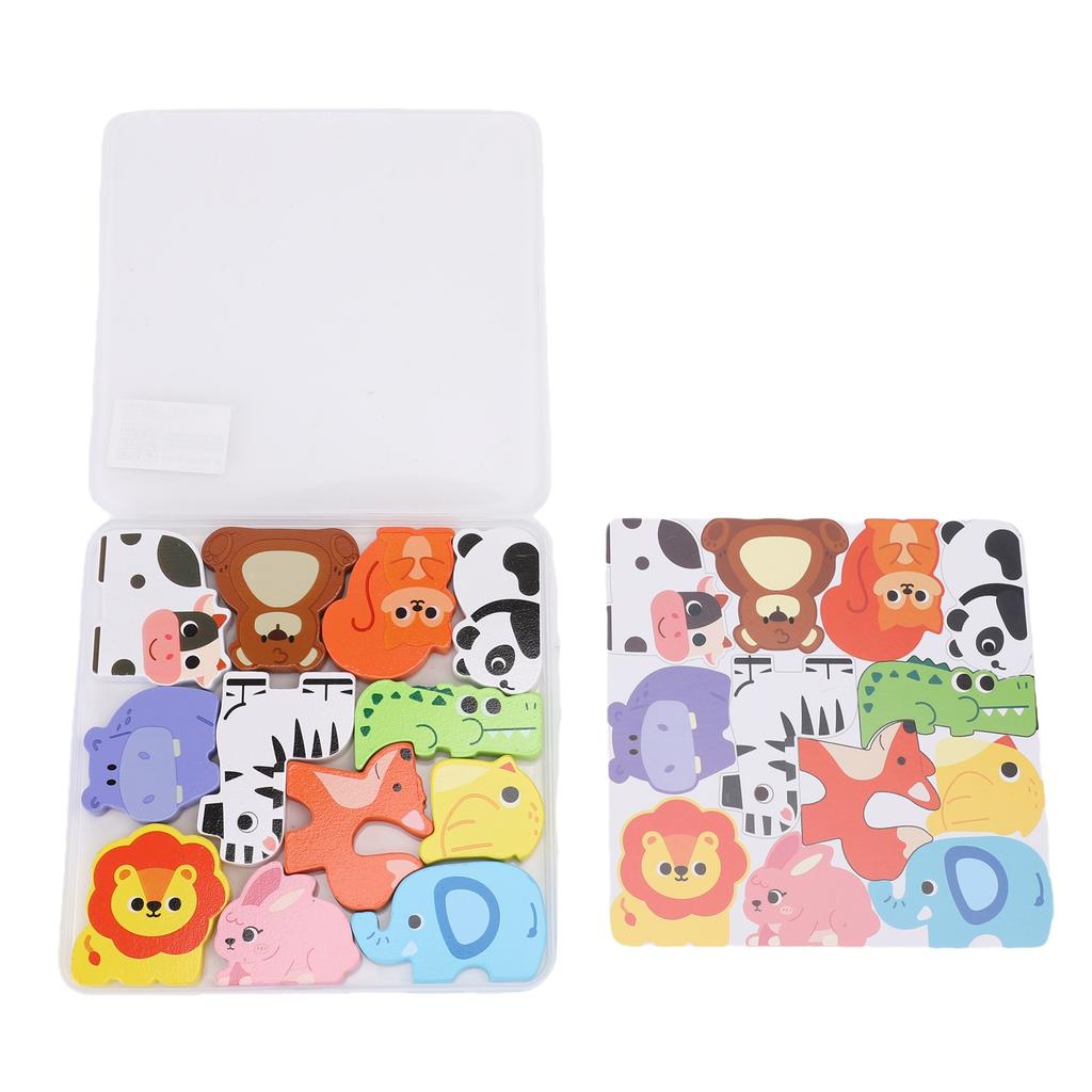 Wooden Puzzles Toys Educational Early Learning Wooden Matching Sorting Stacking Toys with Storage Box