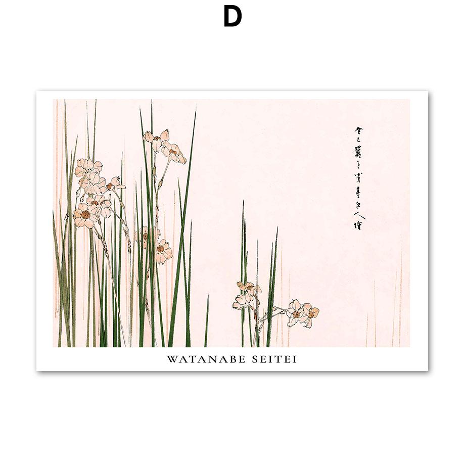 Hokusai Ohara Koson Japanese Art Poster Vintage Guest Room Home Bar Cafe Living Room Home Decoration Print Wall Poster Pictures