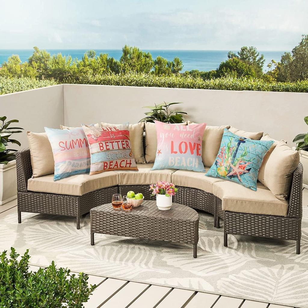 Waterproof Summer Decorative Outdoor Pillow Pillow Case Linen Starfish Shell Pillow Case