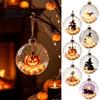 Home Party Atmosphere Props Halloween Glowing Sphere Lighted Clear Ball Ornament Cute Witch Bedroom Ceiling Ornament Cat LED Hanging Decoration for