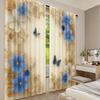 Set Of 2 Flat Printing Party Window Curtains Floral Butterfly Scene Digital Printed Polyester Drapes Festive Use Curtain