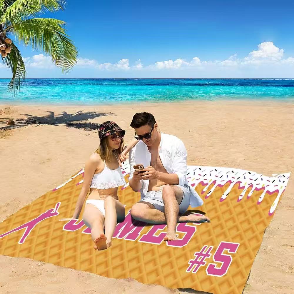 Ships Next Day Personalized Ice Cream Drip Baseball Beach Towel For Boys Drip Beach Pool Towel Team Gift Youth Baseball Gift