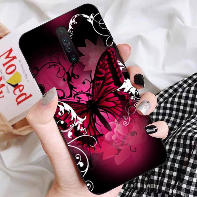 Beauty Pink Butterfly Phone Case For Redmi 9 5 S2 K30pro Silicone Fundas for Redmi 8 7 7A note 5 5A