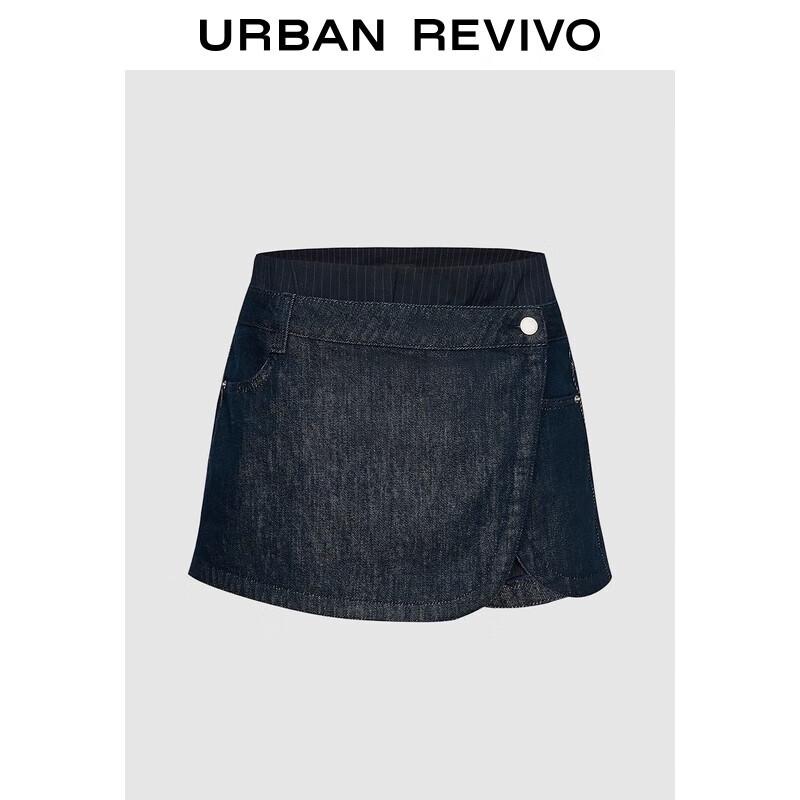 UR Women s 2025 Autumn Denim Stripe Patchwork Mini Skirt XXS