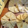 Yellow Striped Satin Large Intestine Hair Band Women's Ball Head Disc Hair Tie Hair Rope Hair Accessories