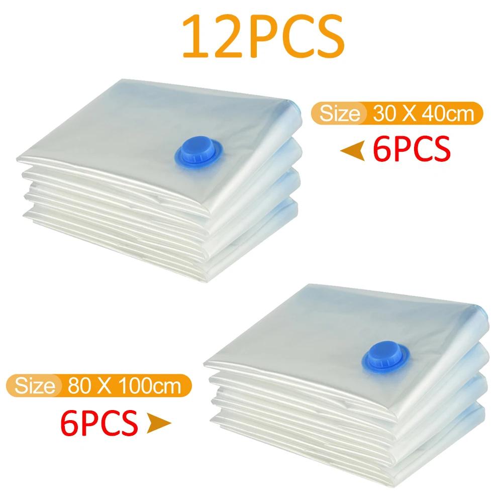 7 Sizes Reusable Vacuum Bags with Pump Cover Vacuum Compression Sealer Bag Space Saving for Clothes Storing Large Container