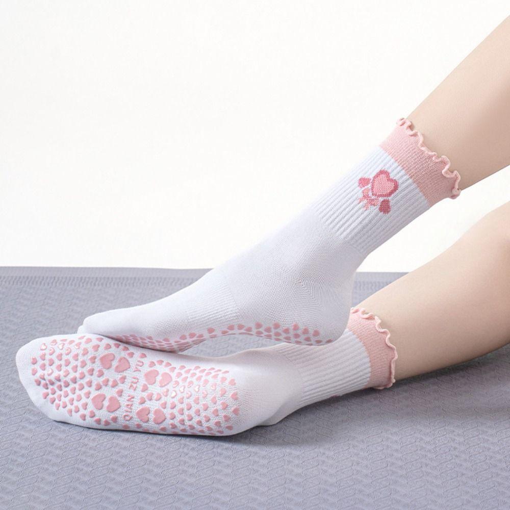 Cotton Pilates Socks Breathable Mid Tube Socks New Cherry Embroidery Socks