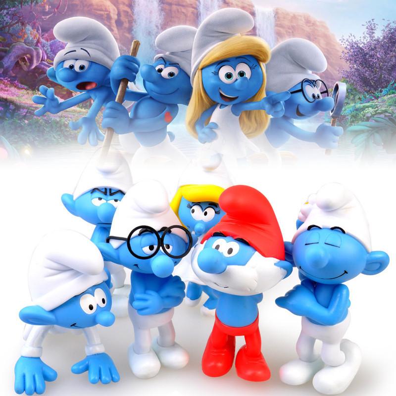 Encantador Desenho Animado Smurfs Conjunto de 6 Adoráveis Bonecos Colecionáveis de PVC