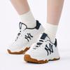 New MLB New York Yankees Anti Slip Wear Resistant Low Top Chunky Sneakers Unisex White Navy Blue 3ASHD045N-50NYS