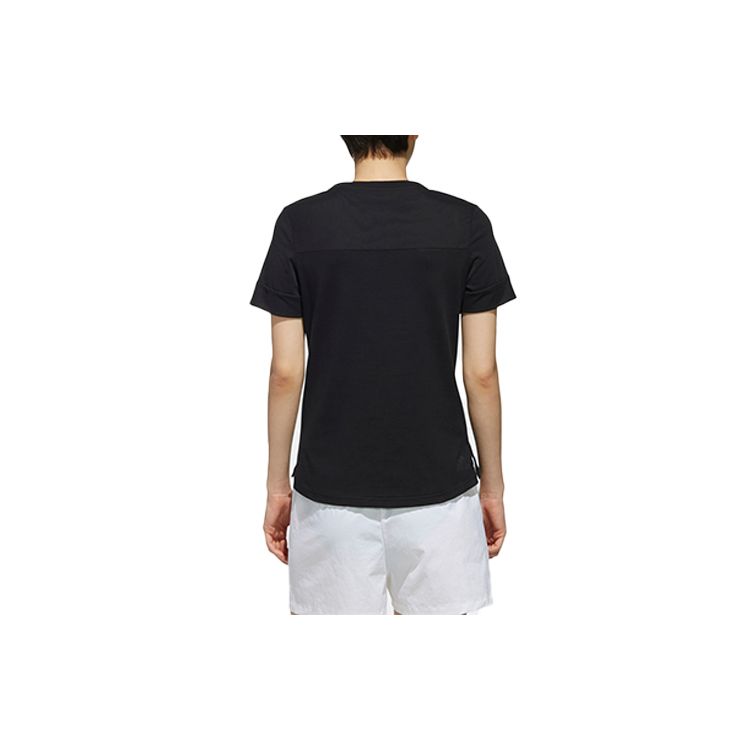 Adidas Letter Logo Print Sports Short Sleeve T-Shirt Women Tops Black DY8637