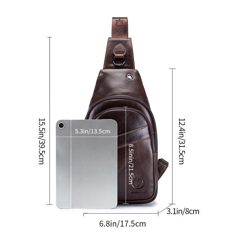 Genuine Leather Crossbody Bag for Men, Retro and High-end Style. A Front Crossbody Bag Made of Cowhide for Men