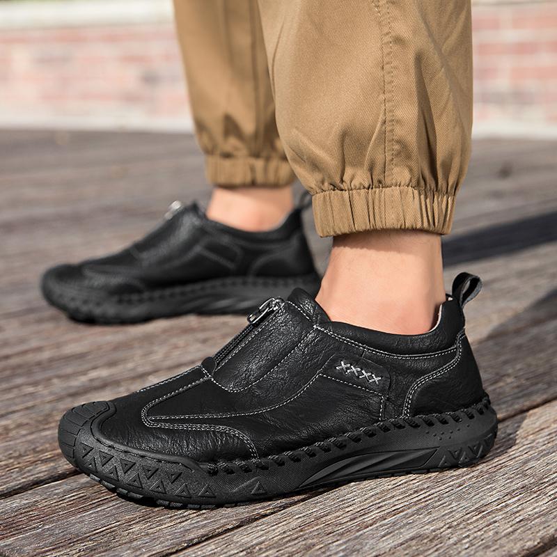 39-48 Men's Leather Casual Shoes Handmade Soft Working Boots Leather Ankle Boots Large Size Driving Moccasins Boots