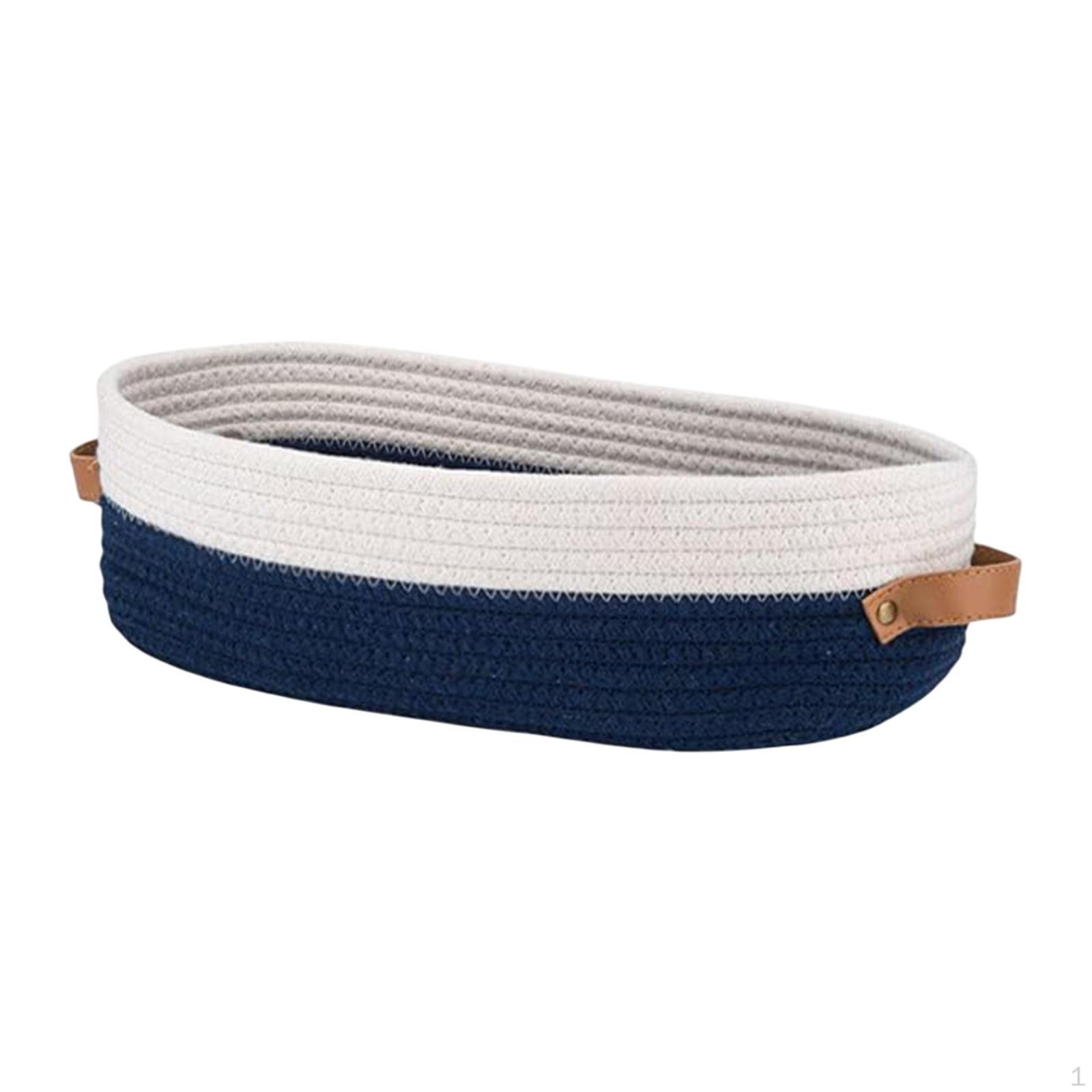 

Корзина из хлопковой веревки, органайзер для ванной комнаты, современное прочное хранилище с ручками для Blue and White